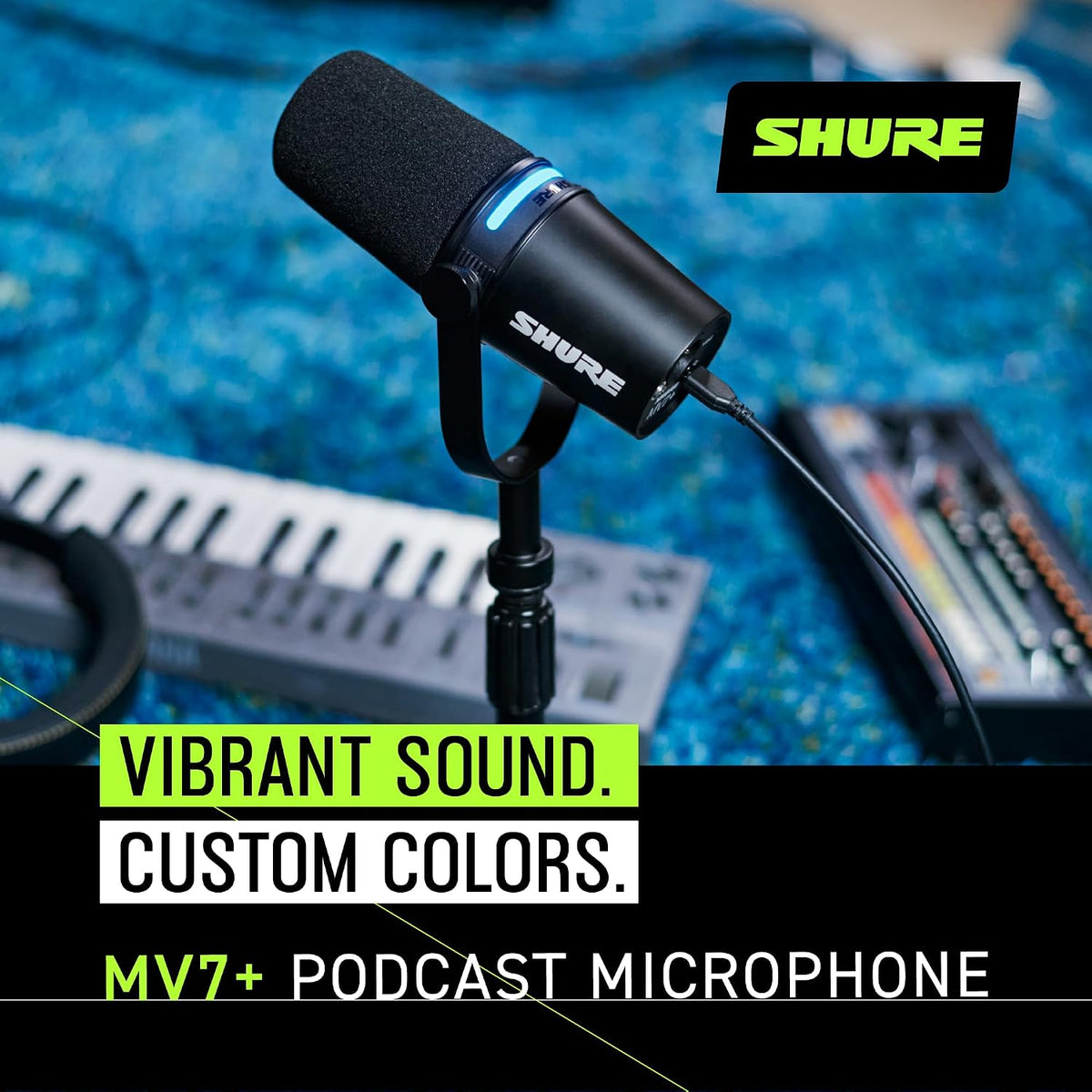 Shure MV7+ Dynamic Podcast Microphone USB-C and XLR - Black